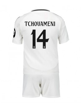 Real Madrid Aurelien Tchouameni #14 Dječji Domaci Dres kompleti 2024-25 Kratak Rukavima (+ kratke hlače)